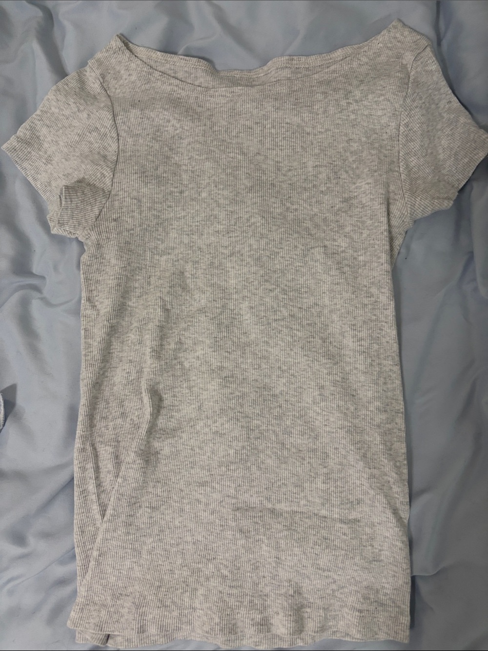 Light Gray Ribbed boat neck Tee